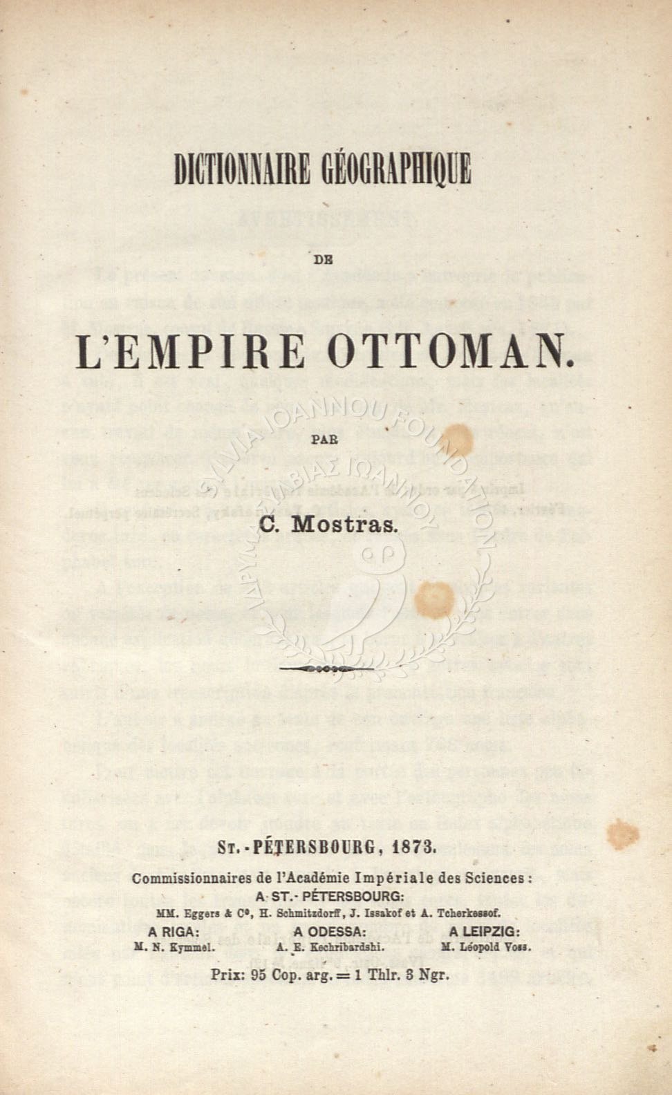 Dictionnaire G Ographique De Lempire Ottoman Sylvia Ioannou