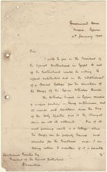 Autograph letter to Lambrianos Groutas